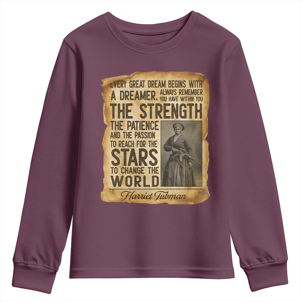 Harriet Tubman Quote Youth Sweatshirt Strength Patience Passion To Change The World