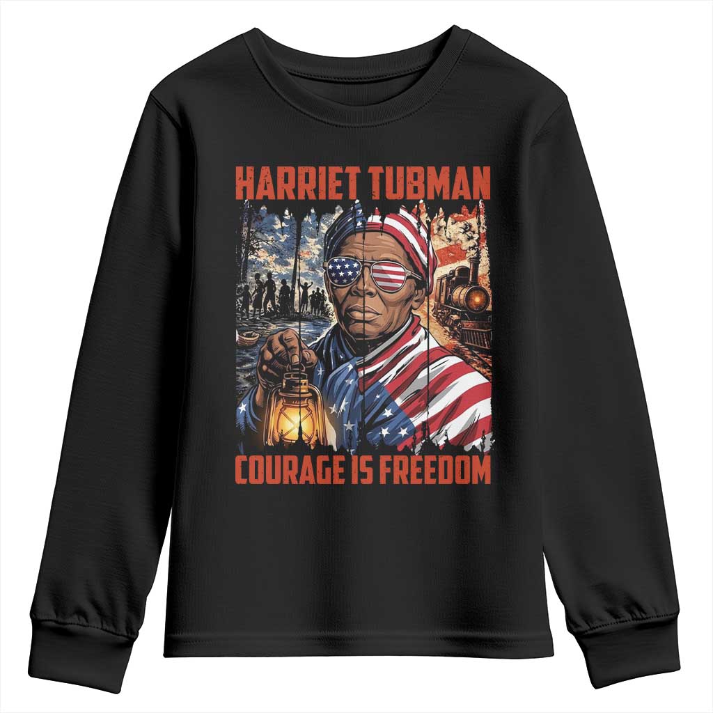 Harriet Tubman Courage Is Freedom Youth Sweatshirt Black History Gift
