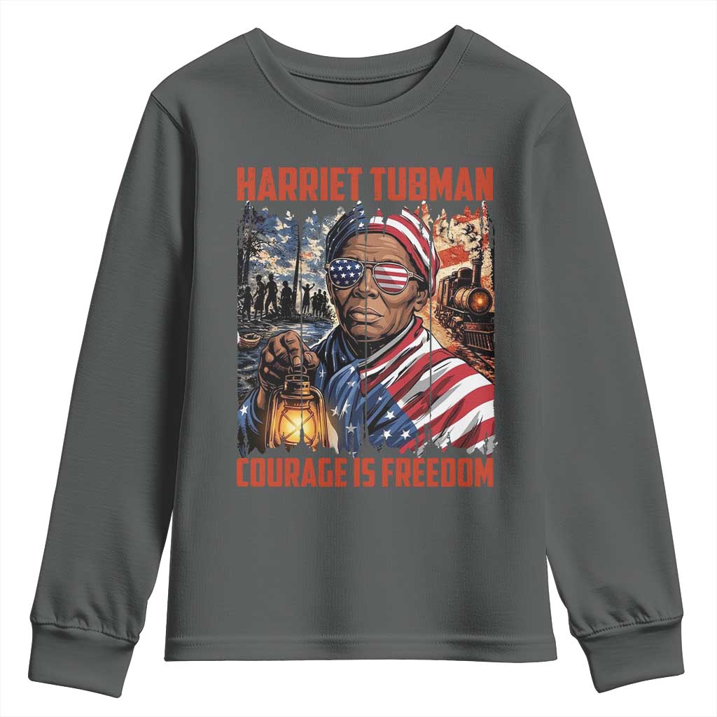 Harriet Tubman Courage Is Freedom Youth Sweatshirt Black History Gift