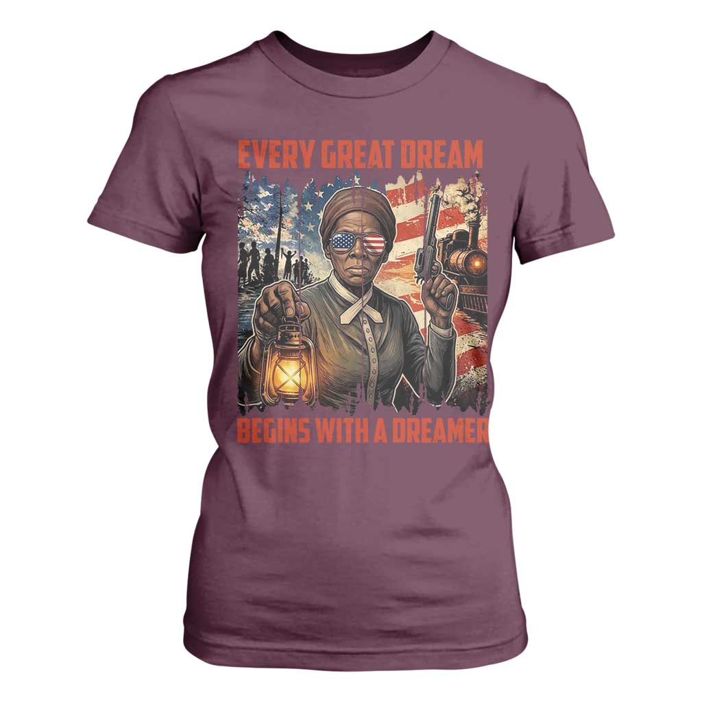 Harriet Tubman Quote T Shirt For Women Every Great Dream Begins With A Dreamer