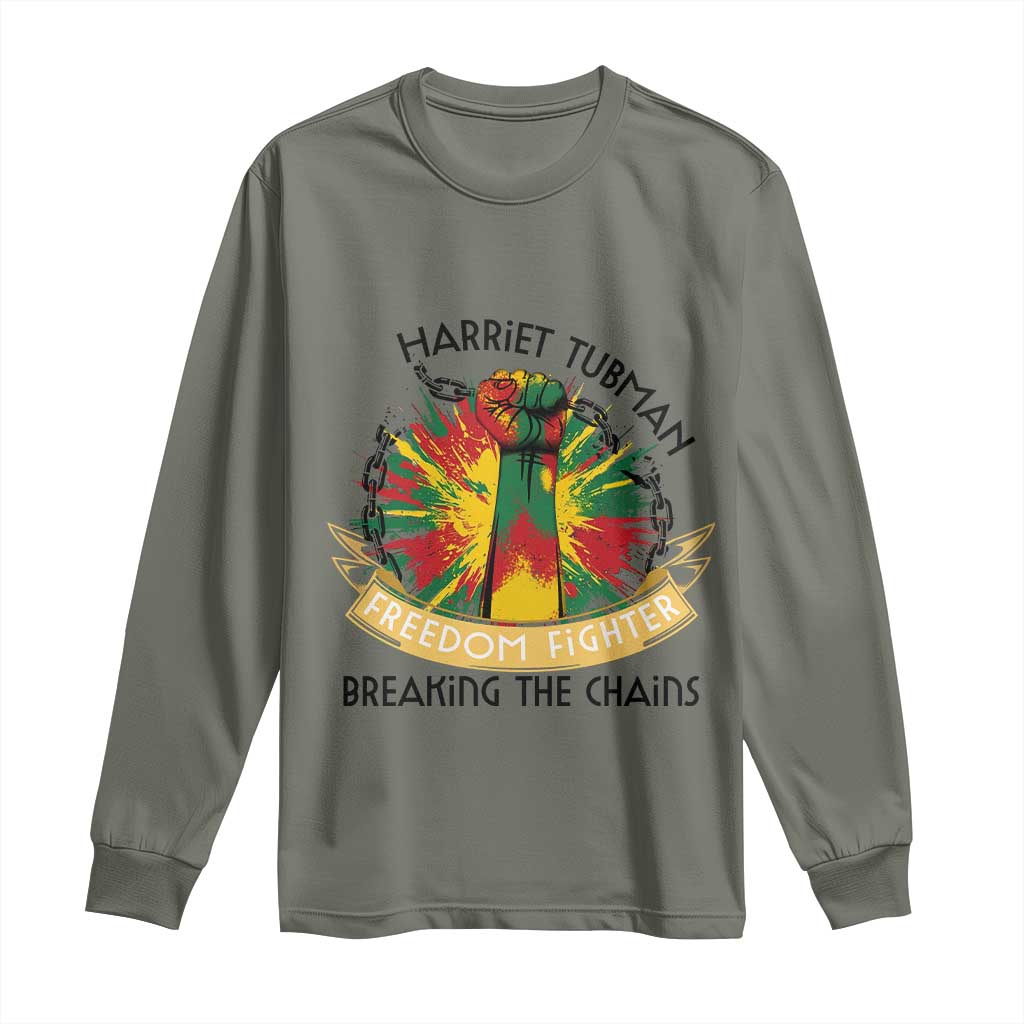 Harriet Tubman Long Sleeve Shirt Underground Railroad Hero Breaking Chains
