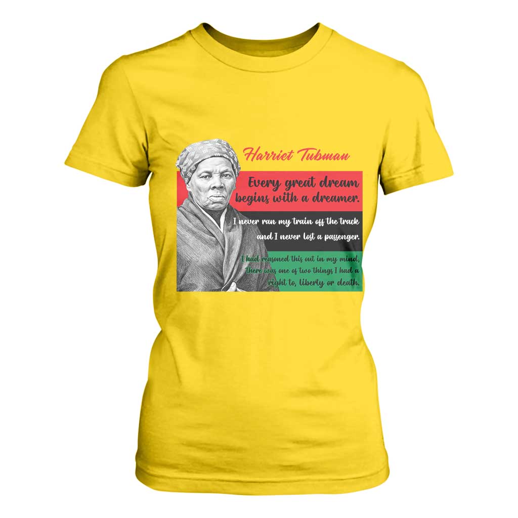 Harriet Tubman Quote T Shirt For Women Pan African Flag Black History