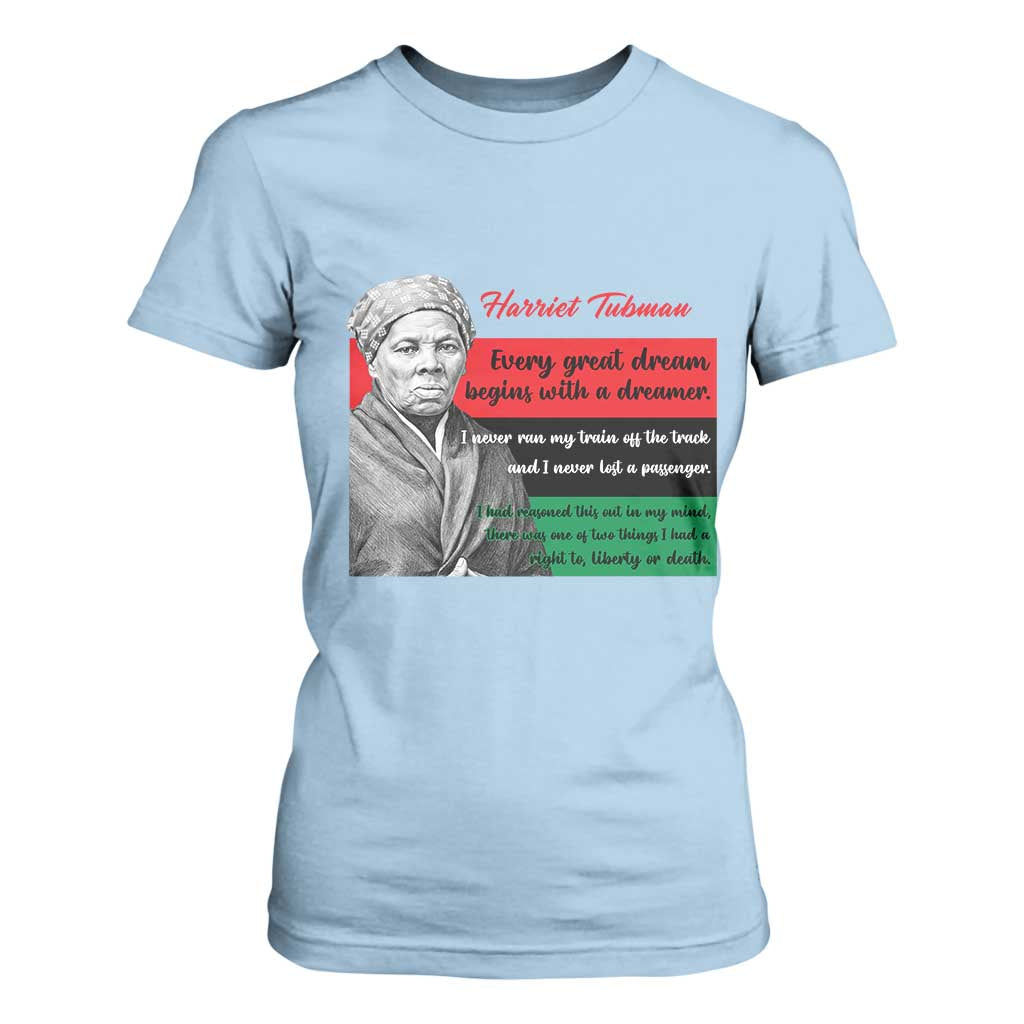 Harriet Tubman Quote T Shirt For Women Pan African Flag Black History