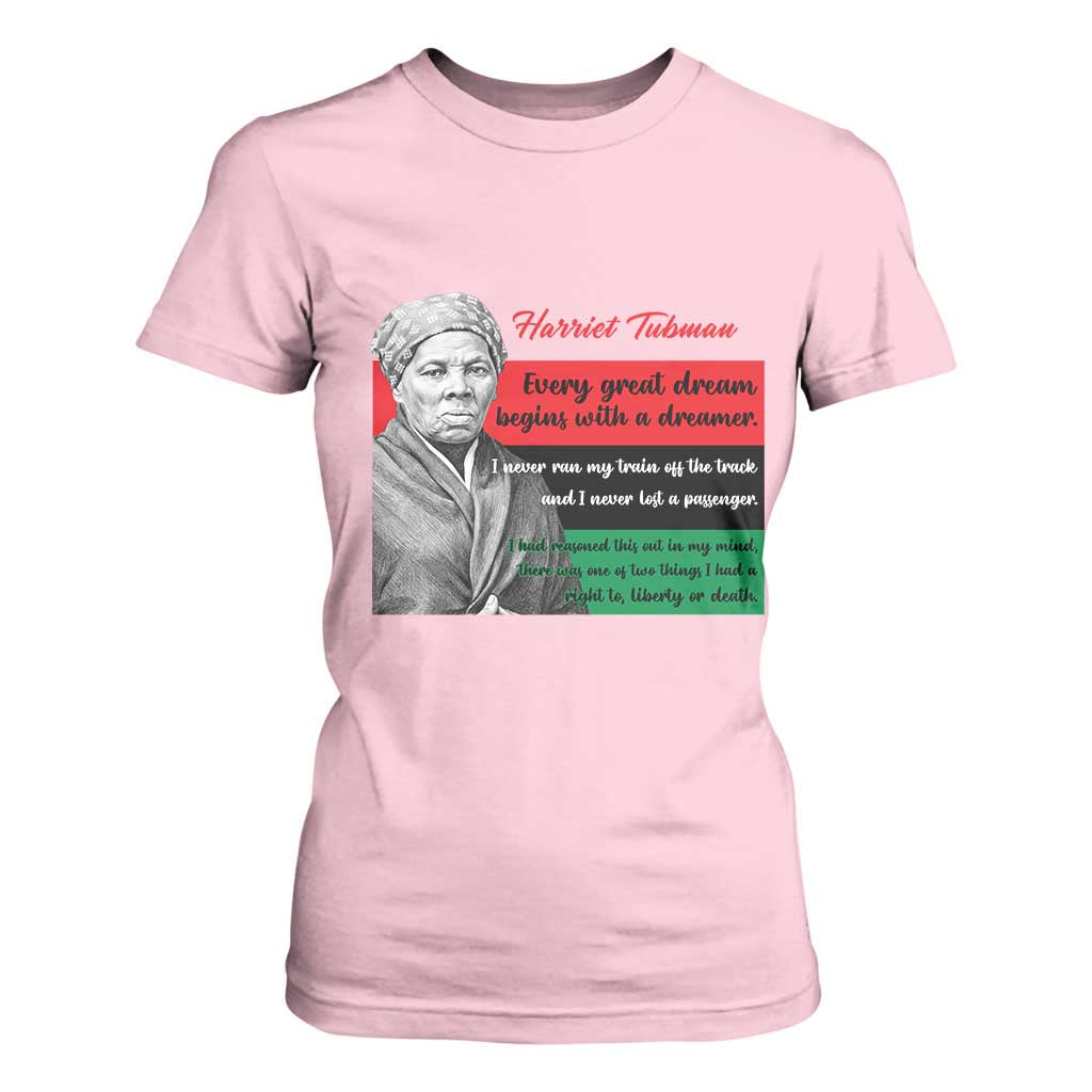 Harriet Tubman Quote T Shirt For Women Pan African Flag Black History