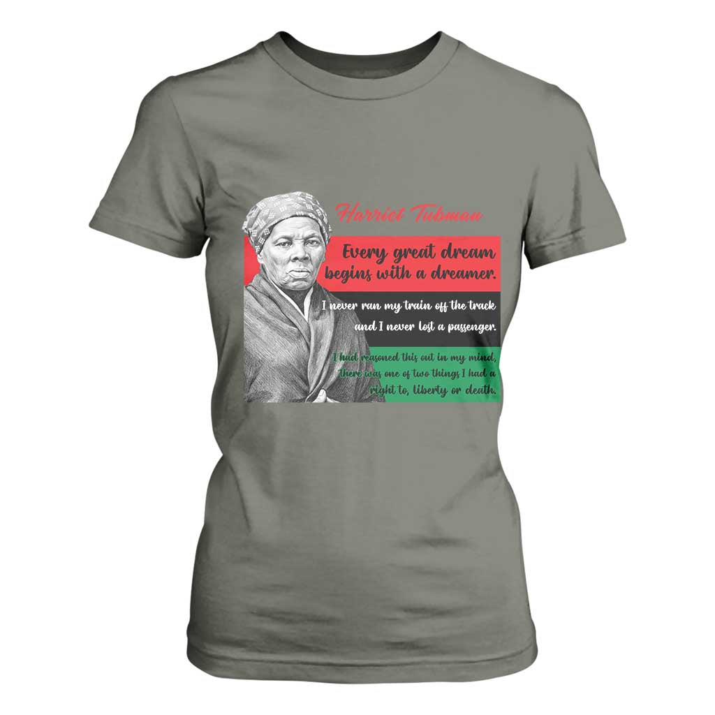 Harriet Tubman Quote T Shirt For Women Pan African Flag Black History