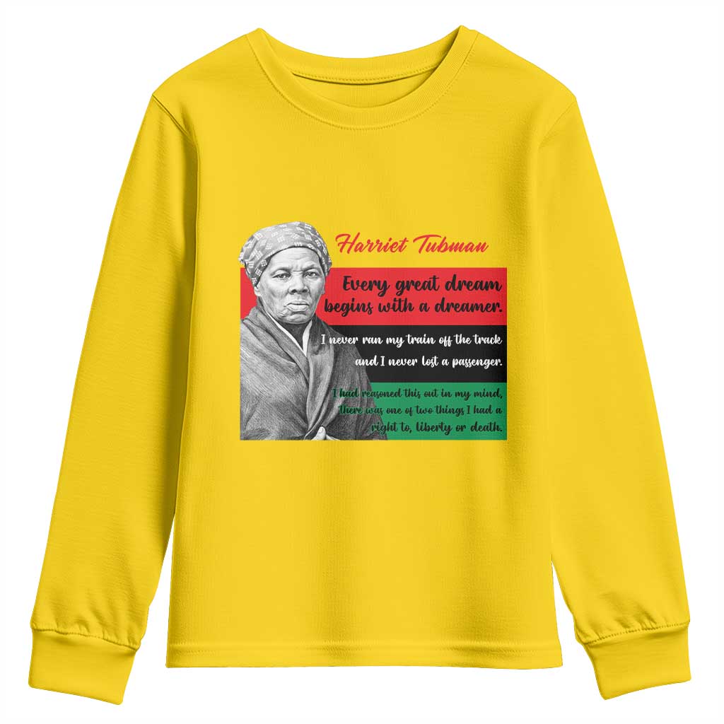 Harriet Tubman Quote Youth Sweatshirt Pan African Flag Black History