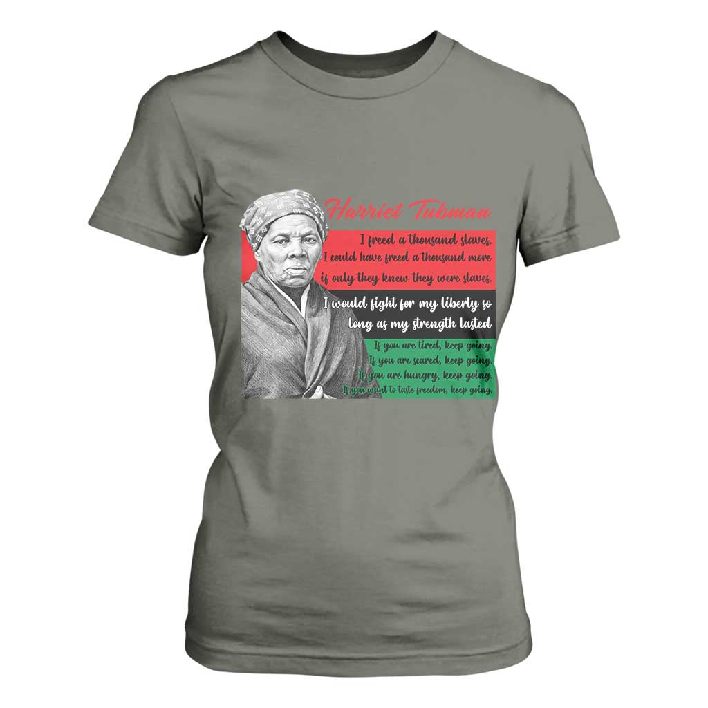 Harriet Tubman Legacy T Shirt For Women Pan African Flag Freedom Fighter Quote