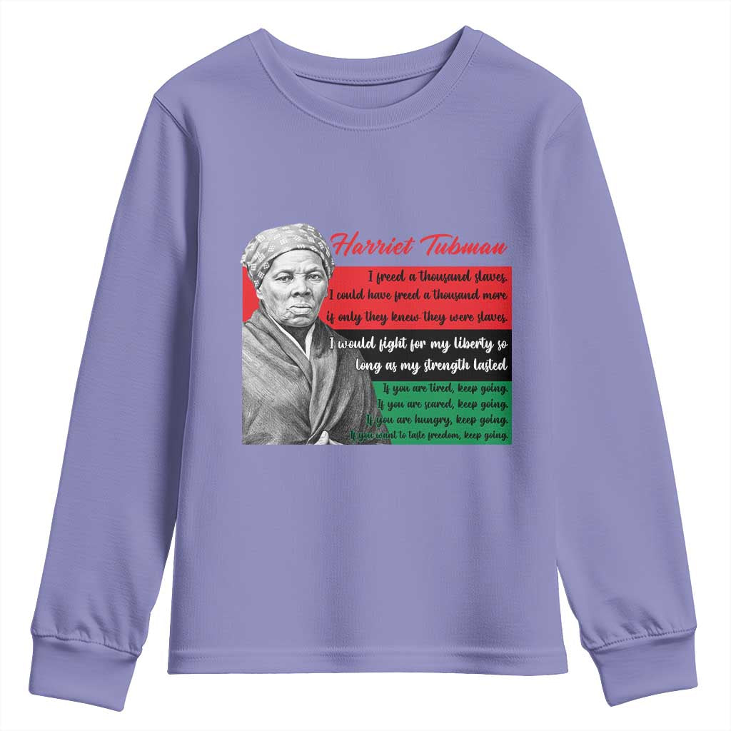 Harriet Tubman Legacy Youth Sweatshirt Pan African Flag Freedom Fighter Quote