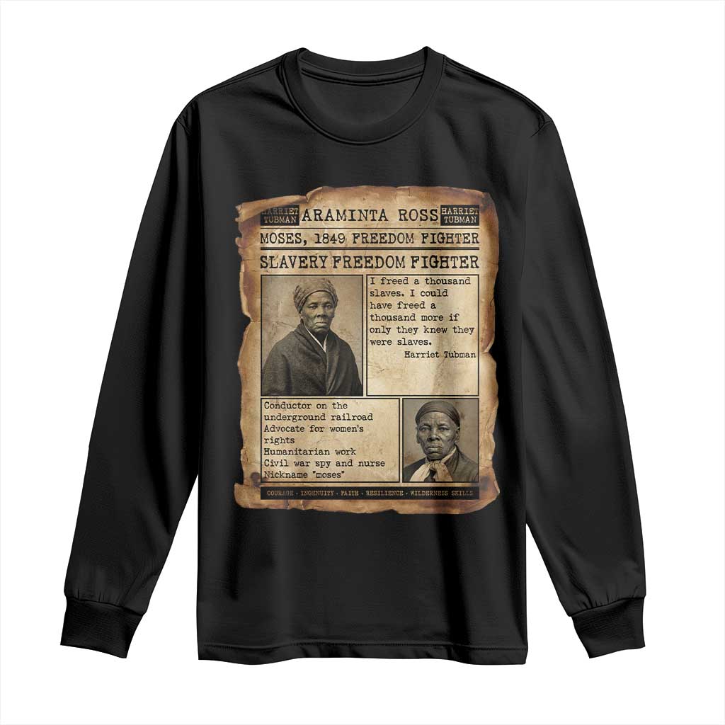 Harriet Tubman Newspaper Long Sleeve Shirt Slavery Freedom Fighter Historical