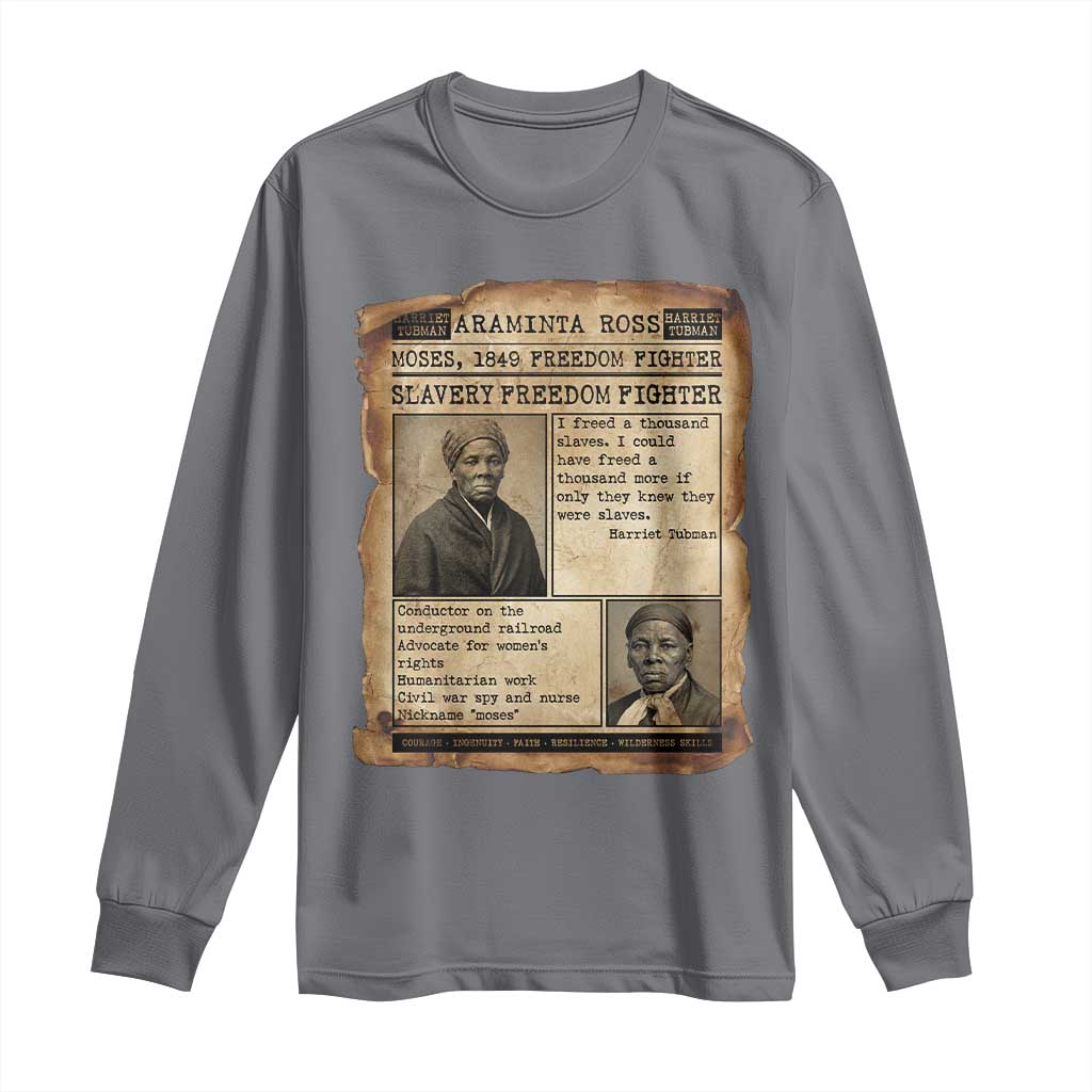 Harriet Tubman Newspaper Long Sleeve Shirt Slavery Freedom Fighter Historical