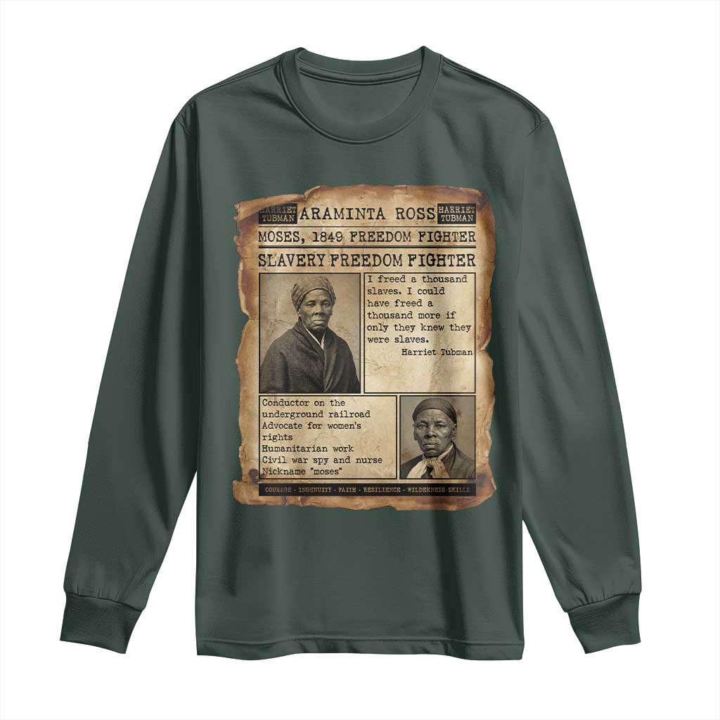 Harriet Tubman Newspaper Long Sleeve Shirt Slavery Freedom Fighter Historical