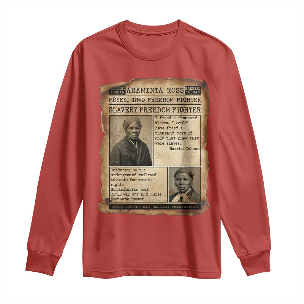 Harriet Tubman Newspaper Long Sleeve Shirt Slavery Freedom Fighter Historical