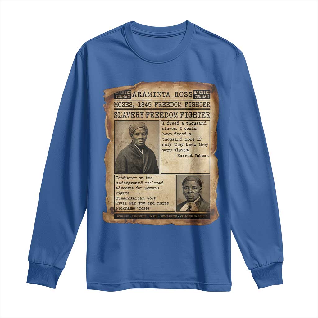 Harriet Tubman Newspaper Long Sleeve Shirt Slavery Freedom Fighter Historical