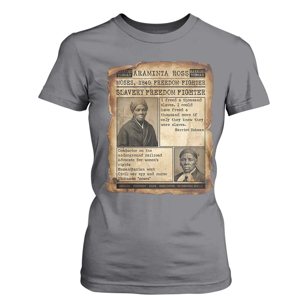 Harriet Tubman Newspaper T Shirt For Women Slavery Freedom Fighter Historical
