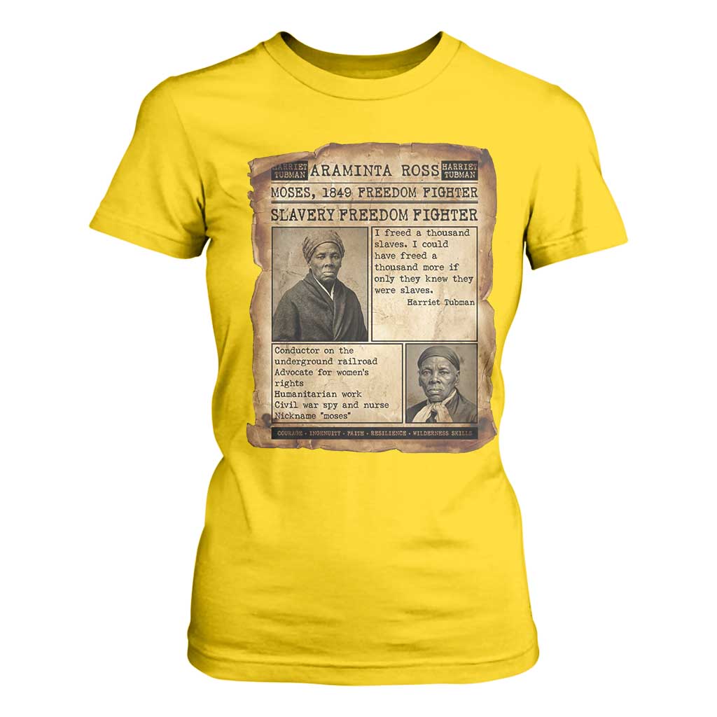 Harriet Tubman Newspaper T Shirt For Women Slavery Freedom Fighter Historical