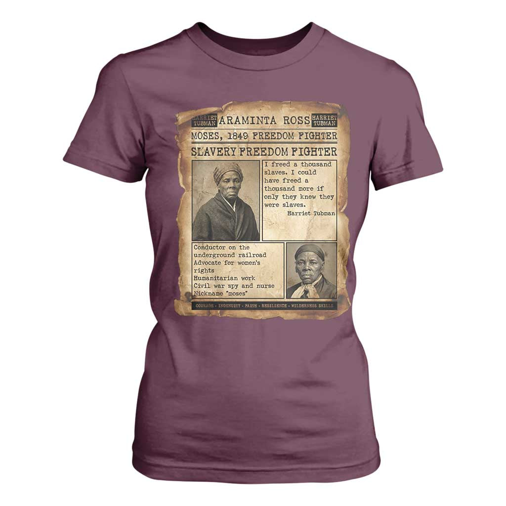 Harriet Tubman Newspaper T Shirt For Women Slavery Freedom Fighter Historical