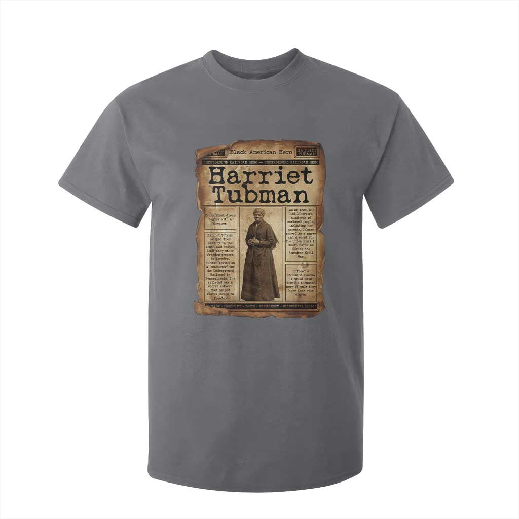 Harriet Tubman Newspaper T Shirt For Kid Strong Black Woman Leader Gift