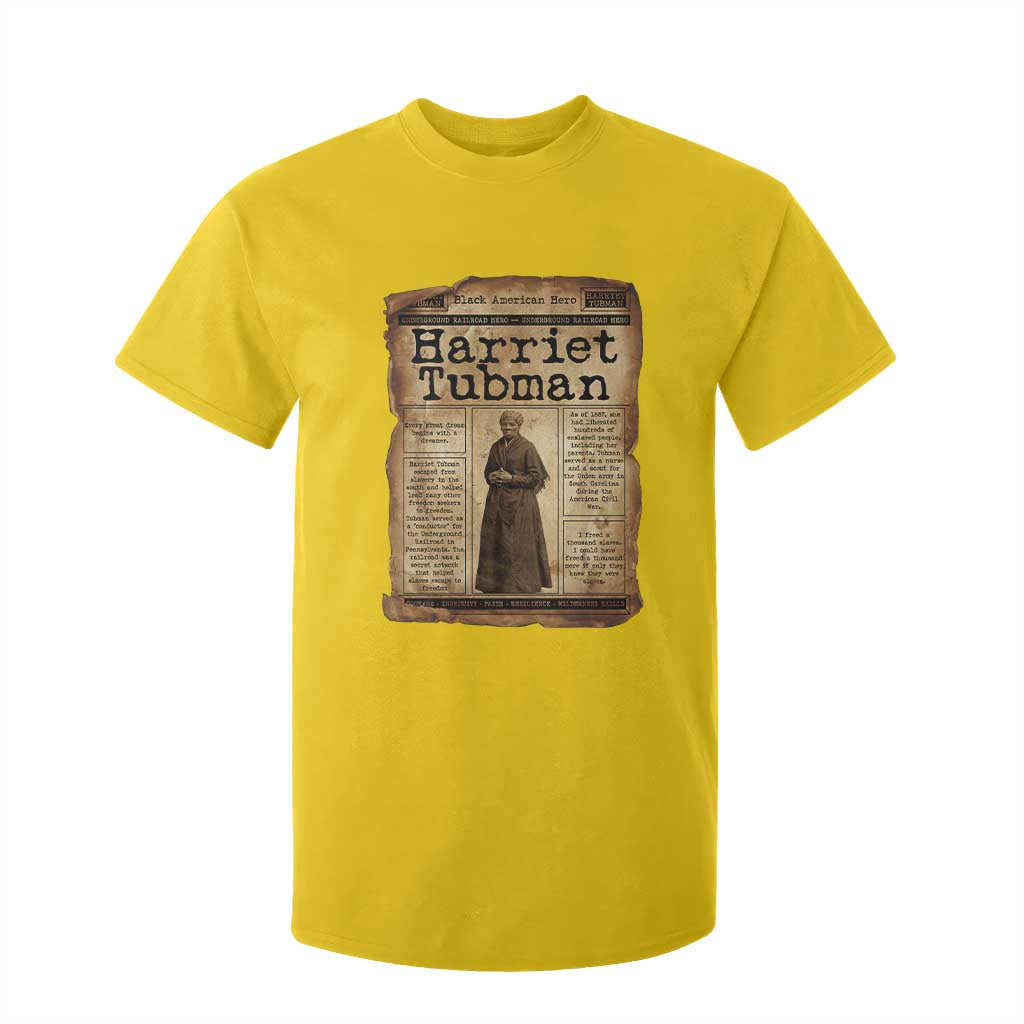 Harriet Tubman Newspaper T Shirt For Kid Strong Black Woman Leader Gift