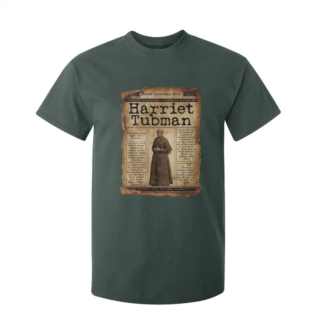 Harriet Tubman Newspaper T Shirt For Kid Strong Black Woman Leader Gift