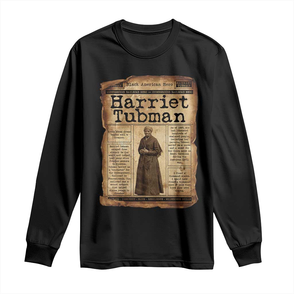 Harriet Tubman Newspaper Long Sleeve Shirt Strong Black Woman Leader Gift