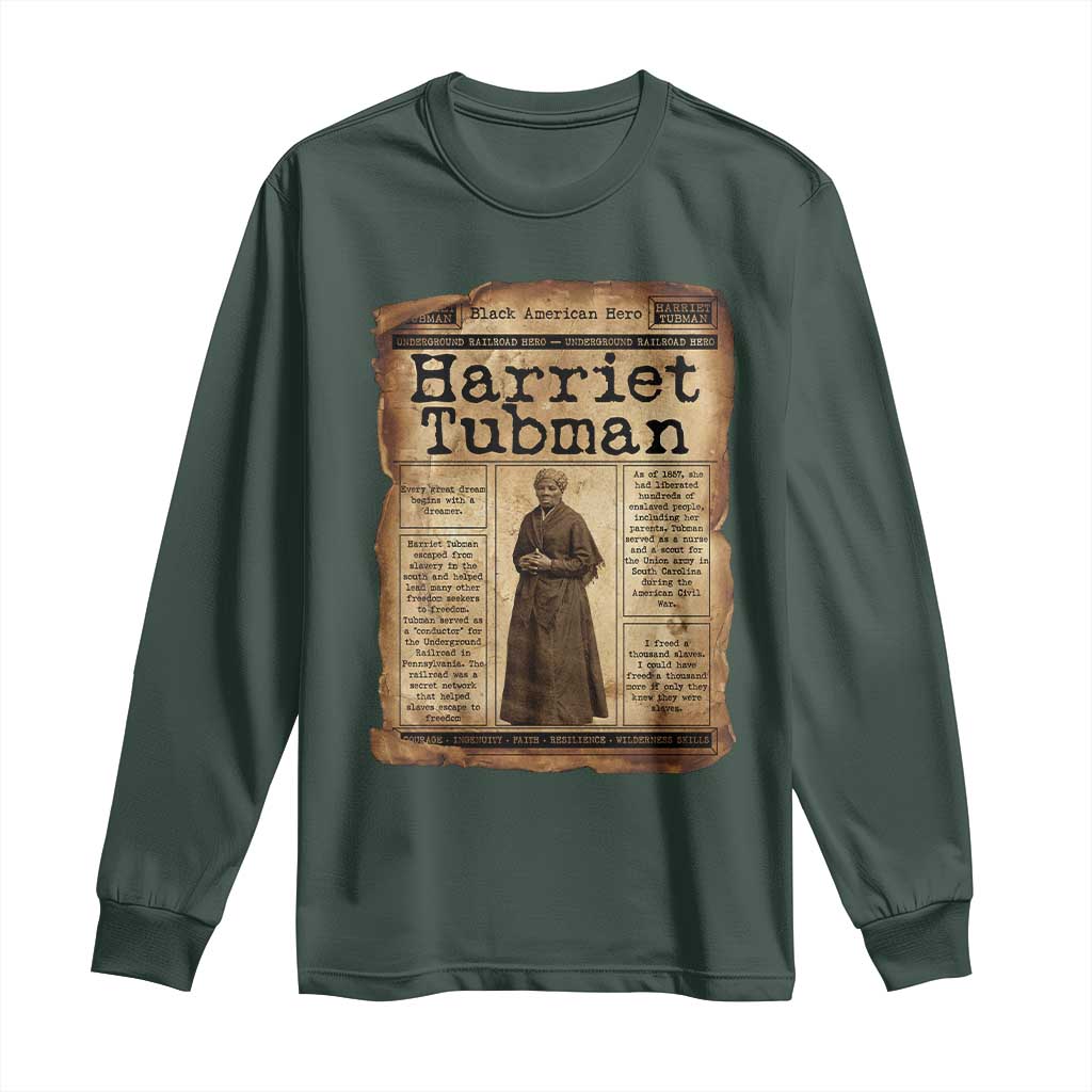 Harriet Tubman Newspaper Long Sleeve Shirt Strong Black Woman Leader Gift