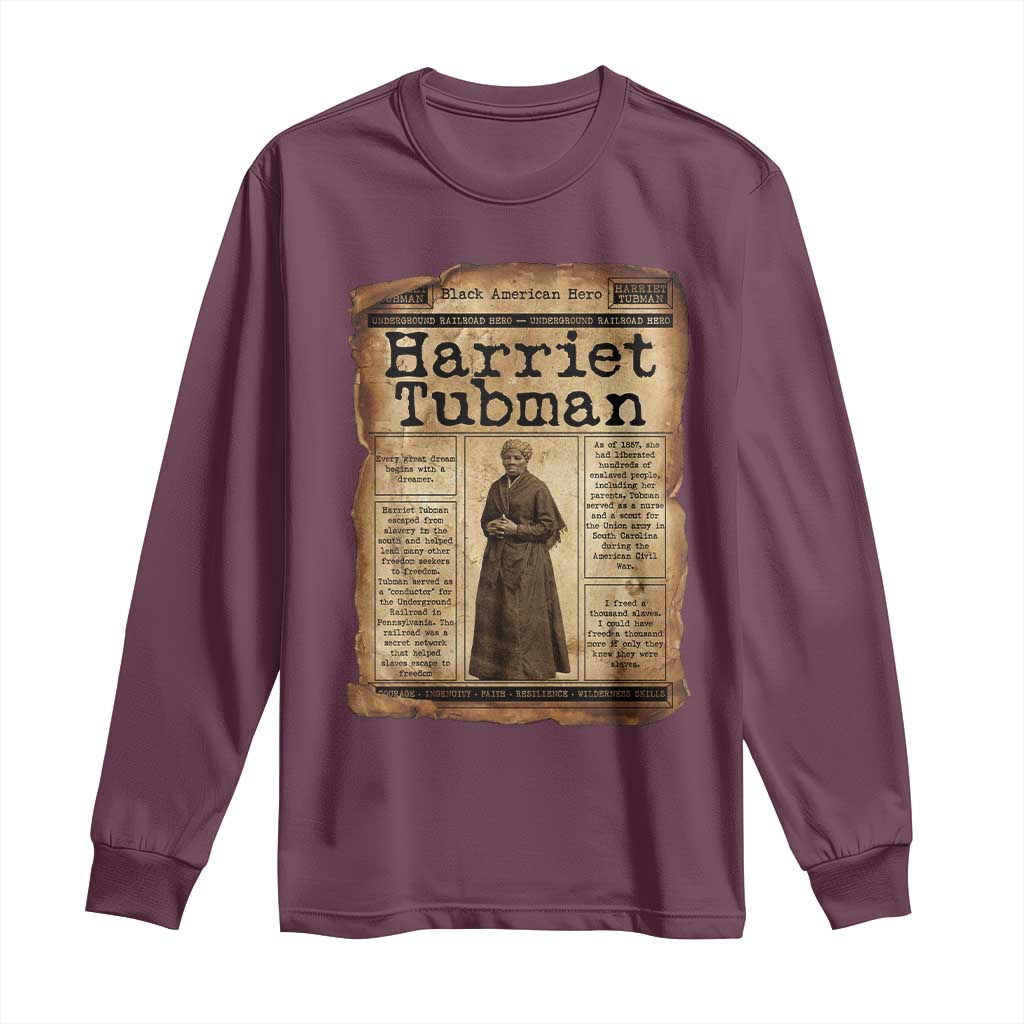 Harriet Tubman Newspaper Long Sleeve Shirt Strong Black Woman Leader Gift
