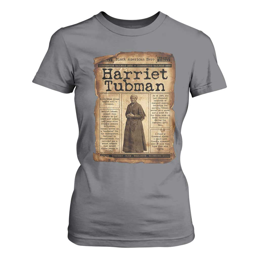 Harriet Tubman Newspaper T Shirt For Women Strong Black Woman Leader Gift