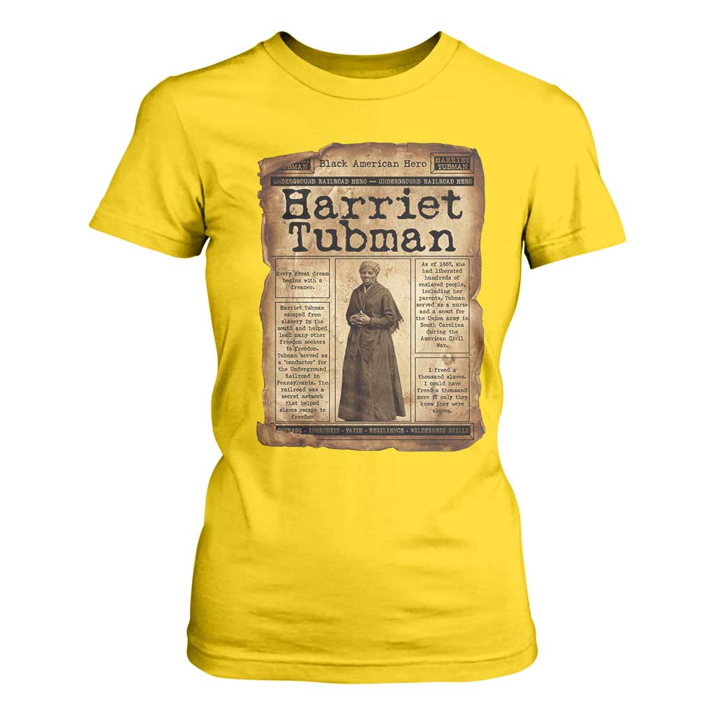 Harriet Tubman Newspaper T Shirt For Women Strong Black Woman Leader Gift
