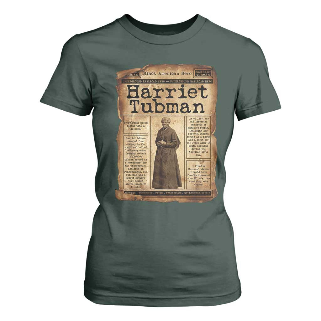 Harriet Tubman Newspaper T Shirt For Women Strong Black Woman Leader Gift