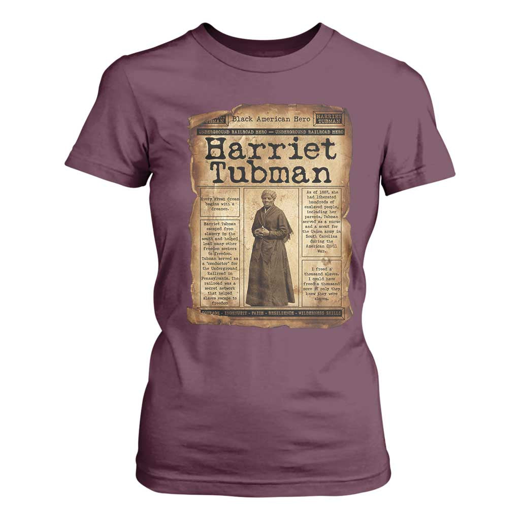 Harriet Tubman Newspaper T Shirt For Women Strong Black Woman Leader Gift
