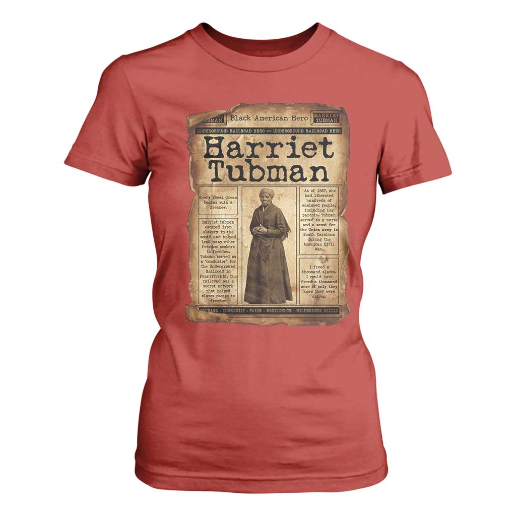Harriet Tubman Newspaper T Shirt For Women Strong Black Woman Leader Gift
