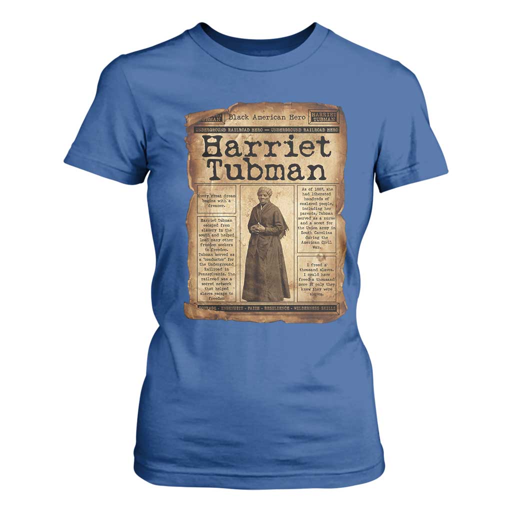 Harriet Tubman Newspaper T Shirt For Women Strong Black Woman Leader Gift