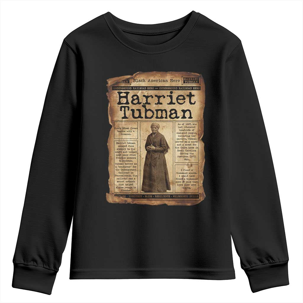 Harriet Tubman Newspaper Youth Sweatshirt Strong Black Woman Leader Gift