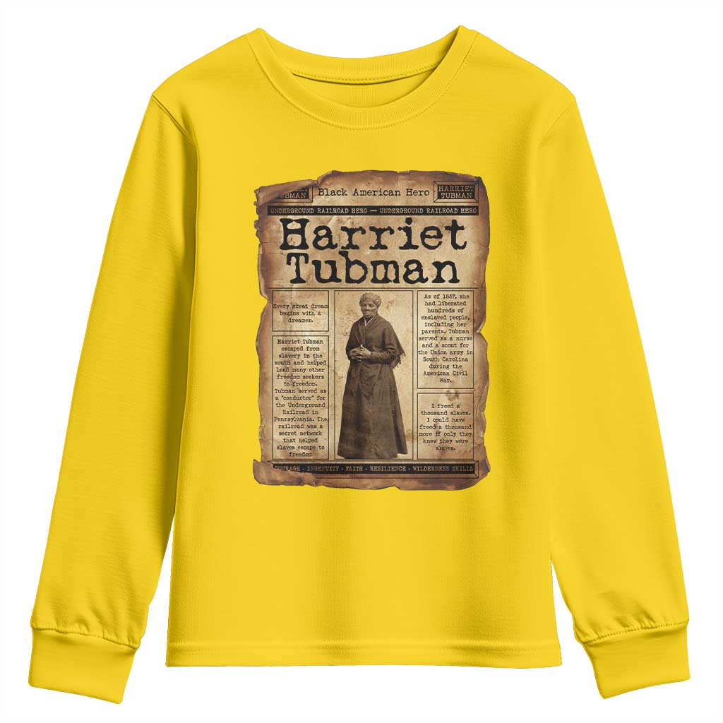 Harriet Tubman Newspaper Youth Sweatshirt Strong Black Woman Leader Gift