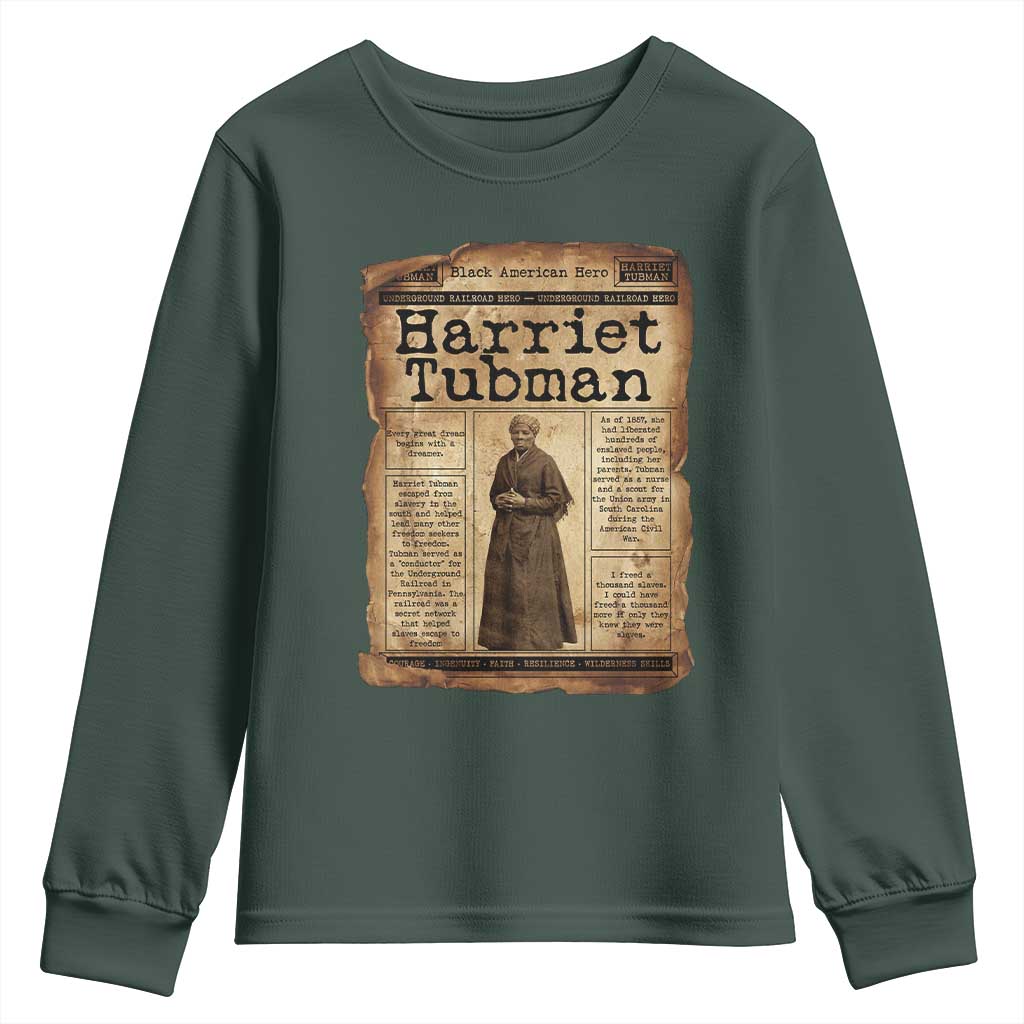 Harriet Tubman Newspaper Youth Sweatshirt Strong Black Woman Leader Gift