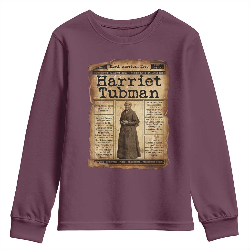 Harriet Tubman Newspaper Youth Sweatshirt Strong Black Woman Leader Gift
