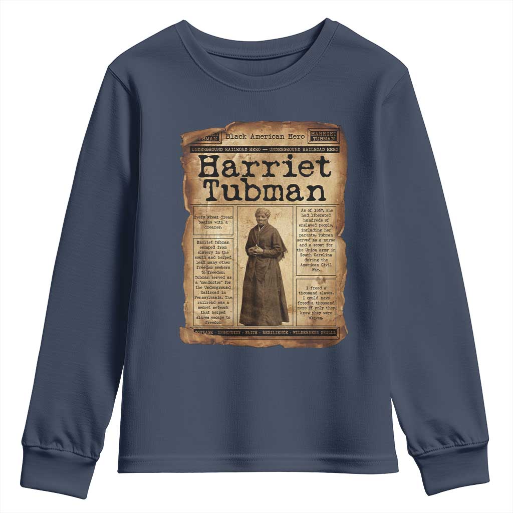 Harriet Tubman Newspaper Youth Sweatshirt Strong Black Woman Leader Gift