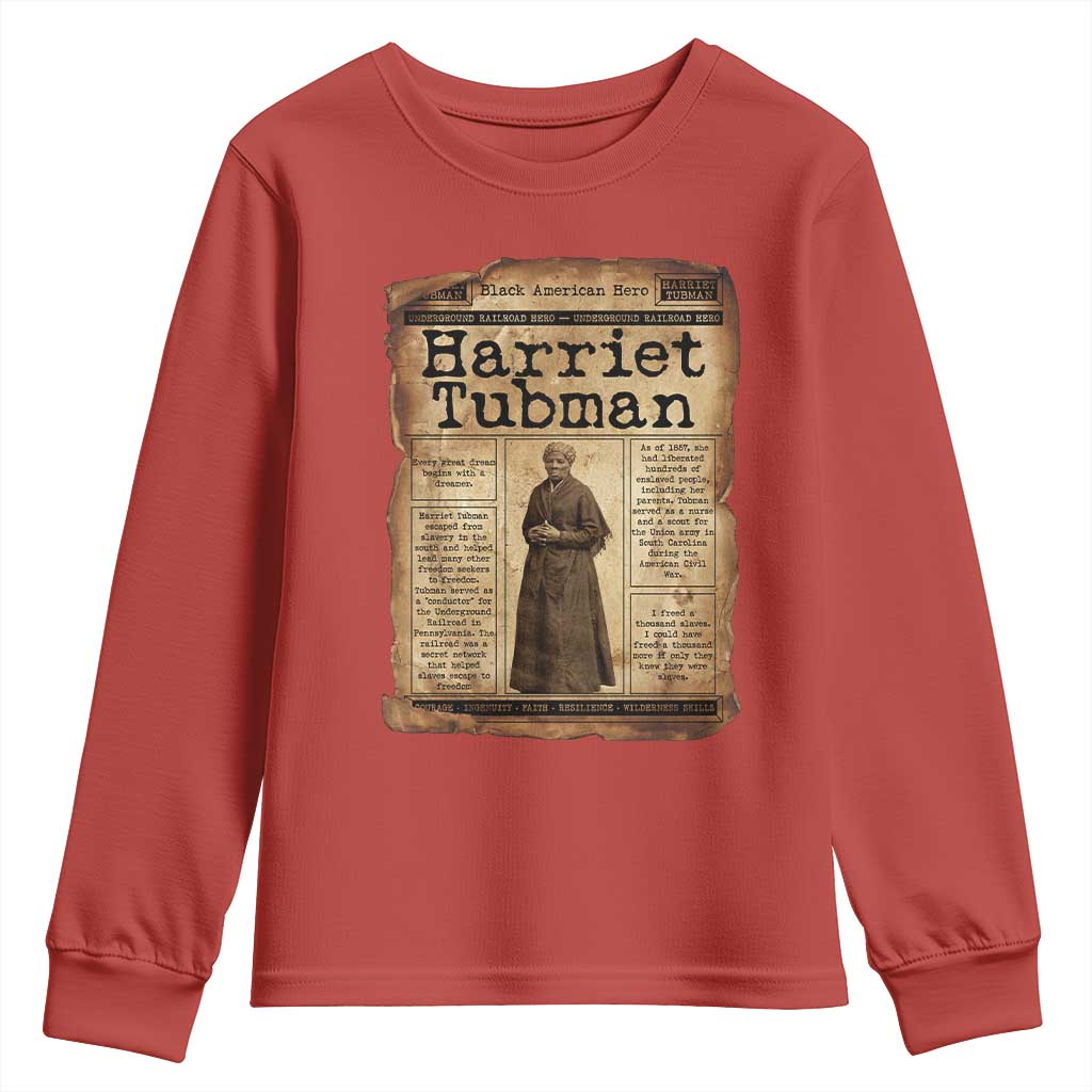 Harriet Tubman Newspaper Youth Sweatshirt Strong Black Woman Leader Gift