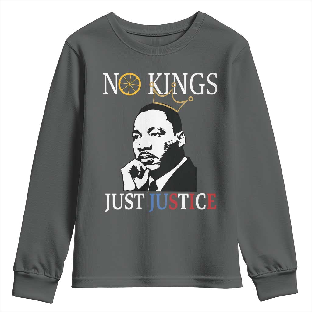 Martin Luther King Jr Youth Sweatshirt No Kings Just Justice - African Pride
