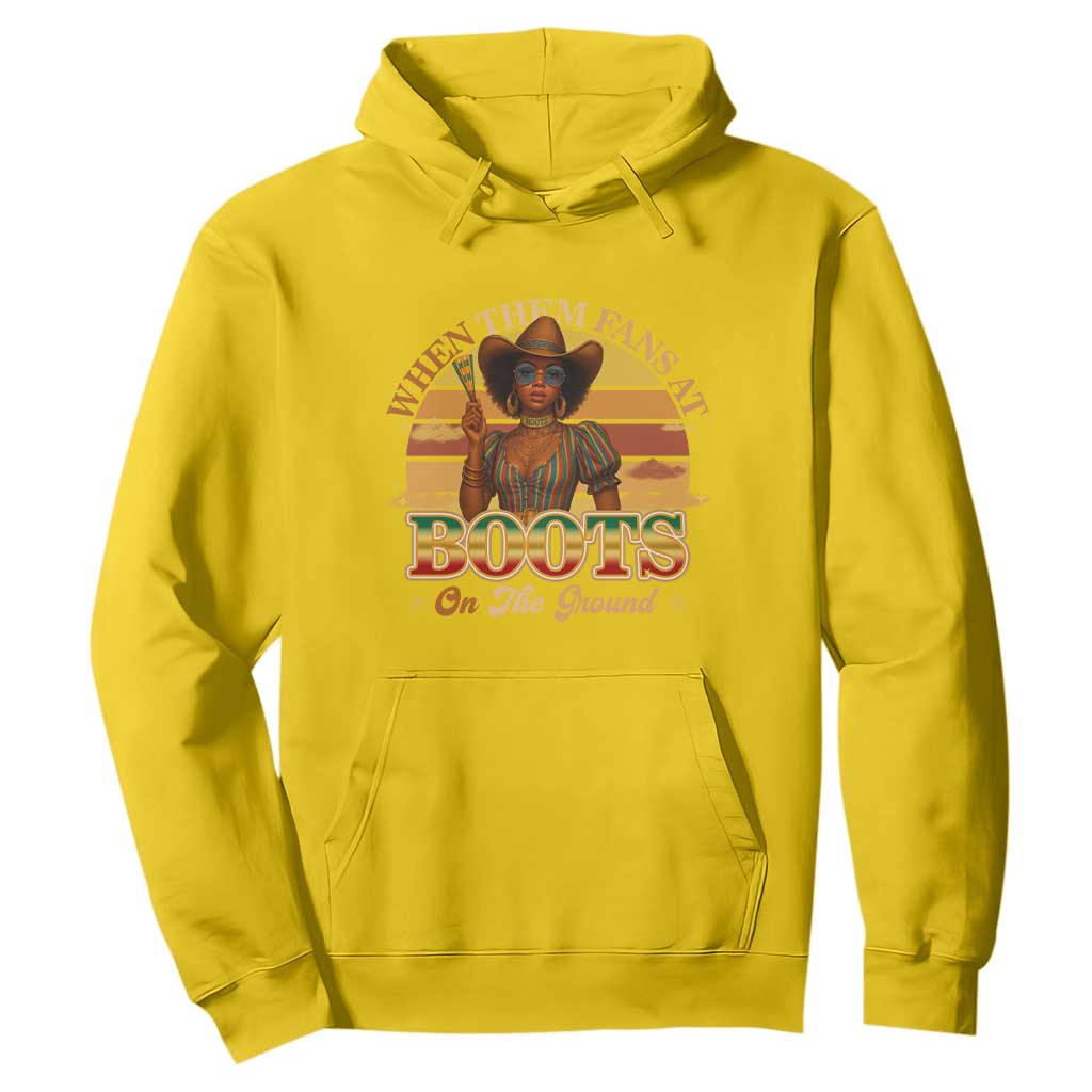 Black Cowgirl Afro Rodeo Hoodie Where Them Fans At Boots On Da Ground - African Pride