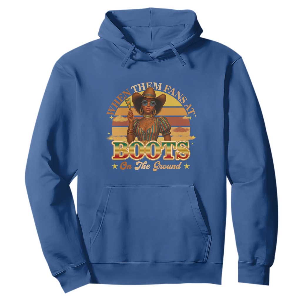 Black Cowgirl Afro Rodeo Hoodie Where Them Fans At Boots On Da Ground - African Pride