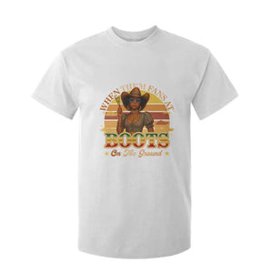 Black Cowgirl Afro Rodeo T Shirt For Kid Where Them Fans At Boots On Da Ground - African Pride