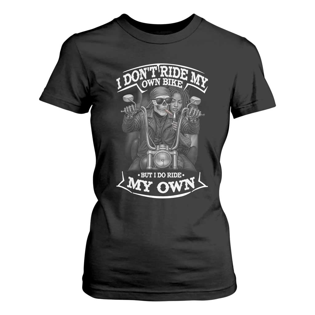African American Motorcycle Skeleton Biker T Shirt For Women - African Pride