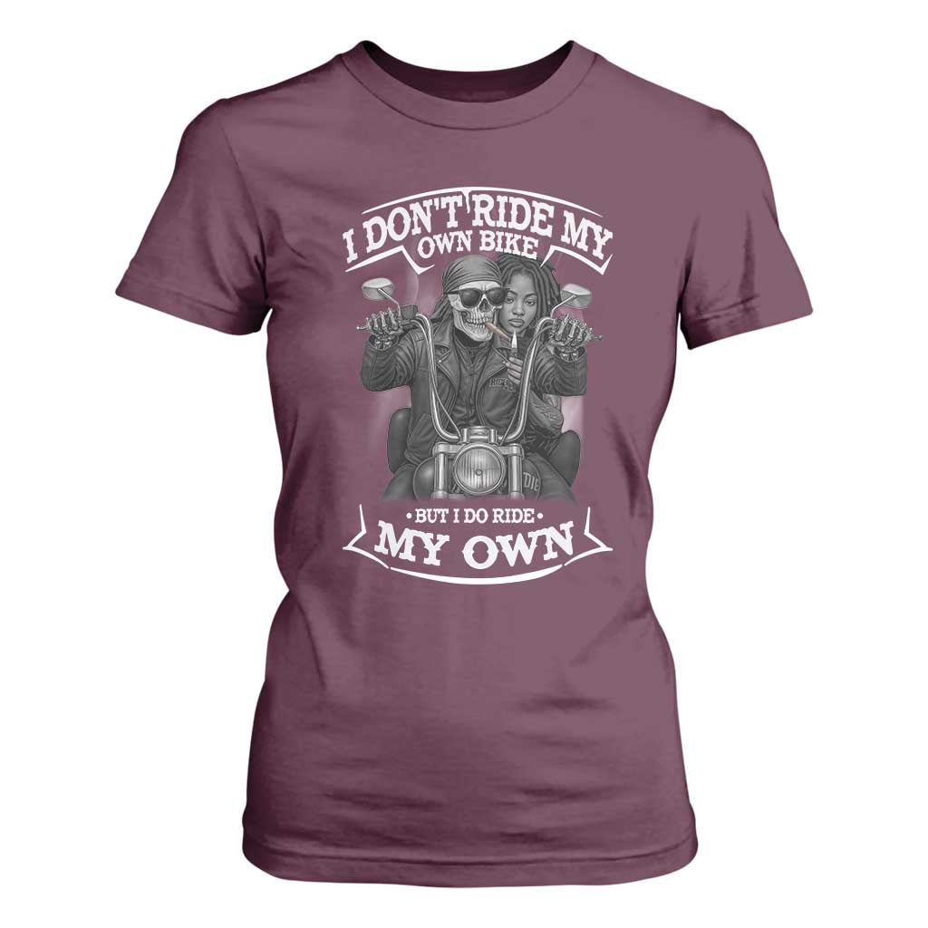 African American Motorcycle Skeleton Biker T Shirt For Women - African Pride