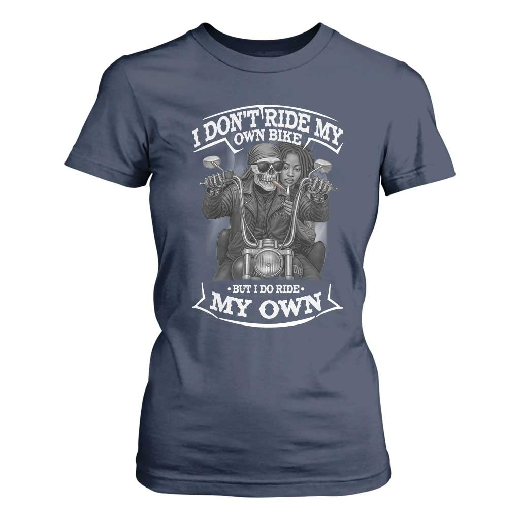 African American Motorcycle Skeleton Biker T Shirt For Women - African Pride