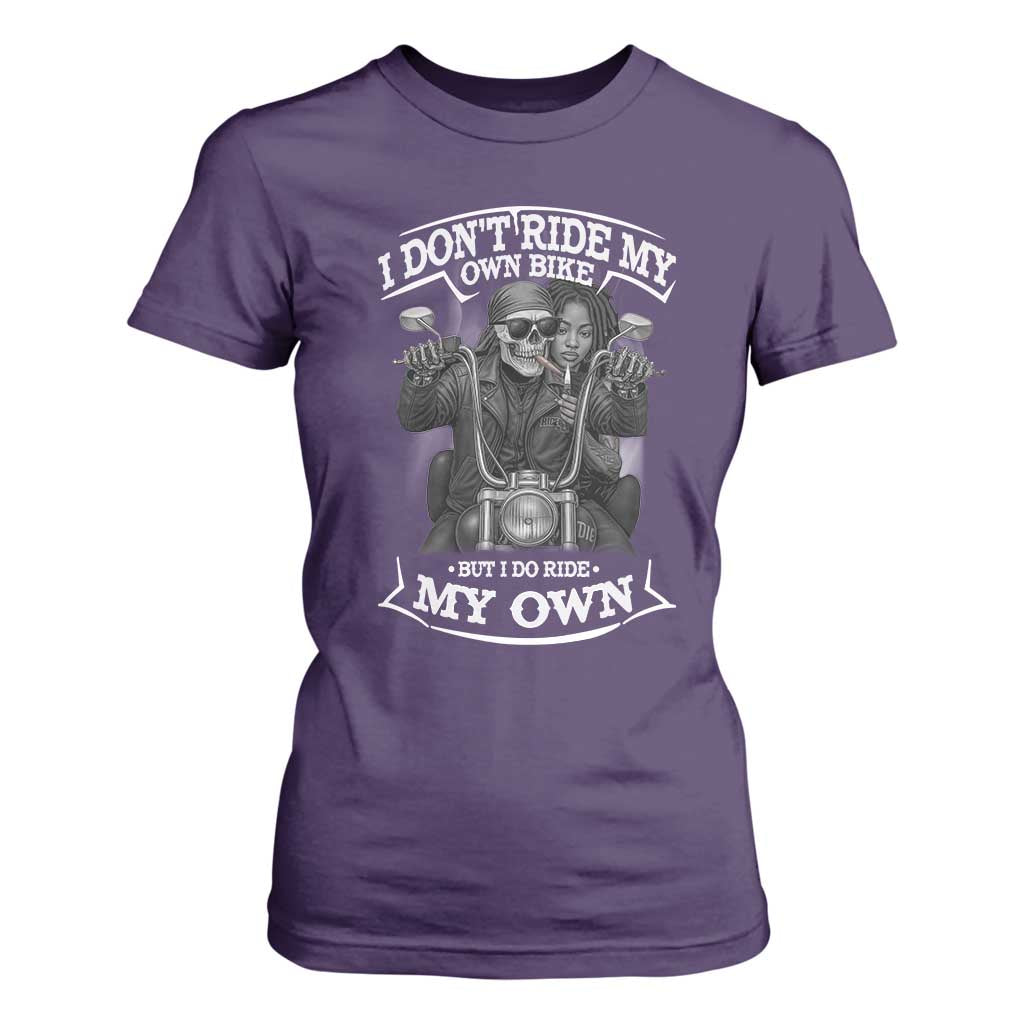 African American Motorcycle Skeleton Biker T Shirt For Women - African Pride