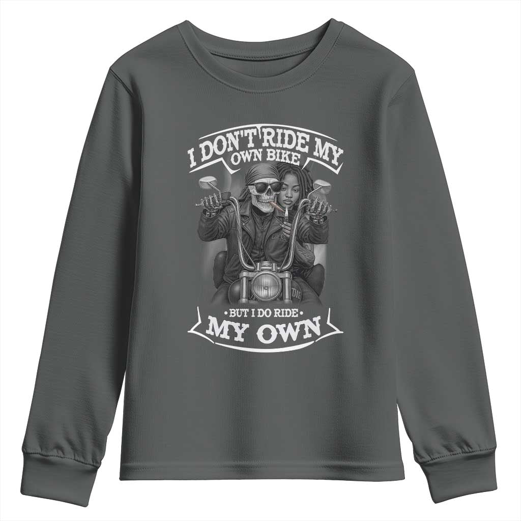 African American Motorcycle Skeleton Biker Youth Sweatshirt - African Pride