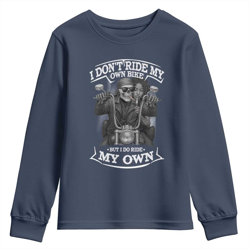 African American Motorcycle Skeleton Biker Youth Sweatshirt - African Pride