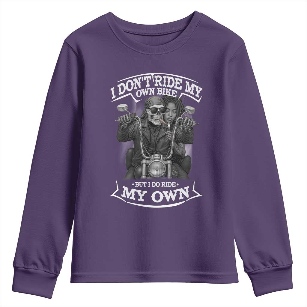 African American Motorcycle Skeleton Biker Youth Sweatshirt - African Pride