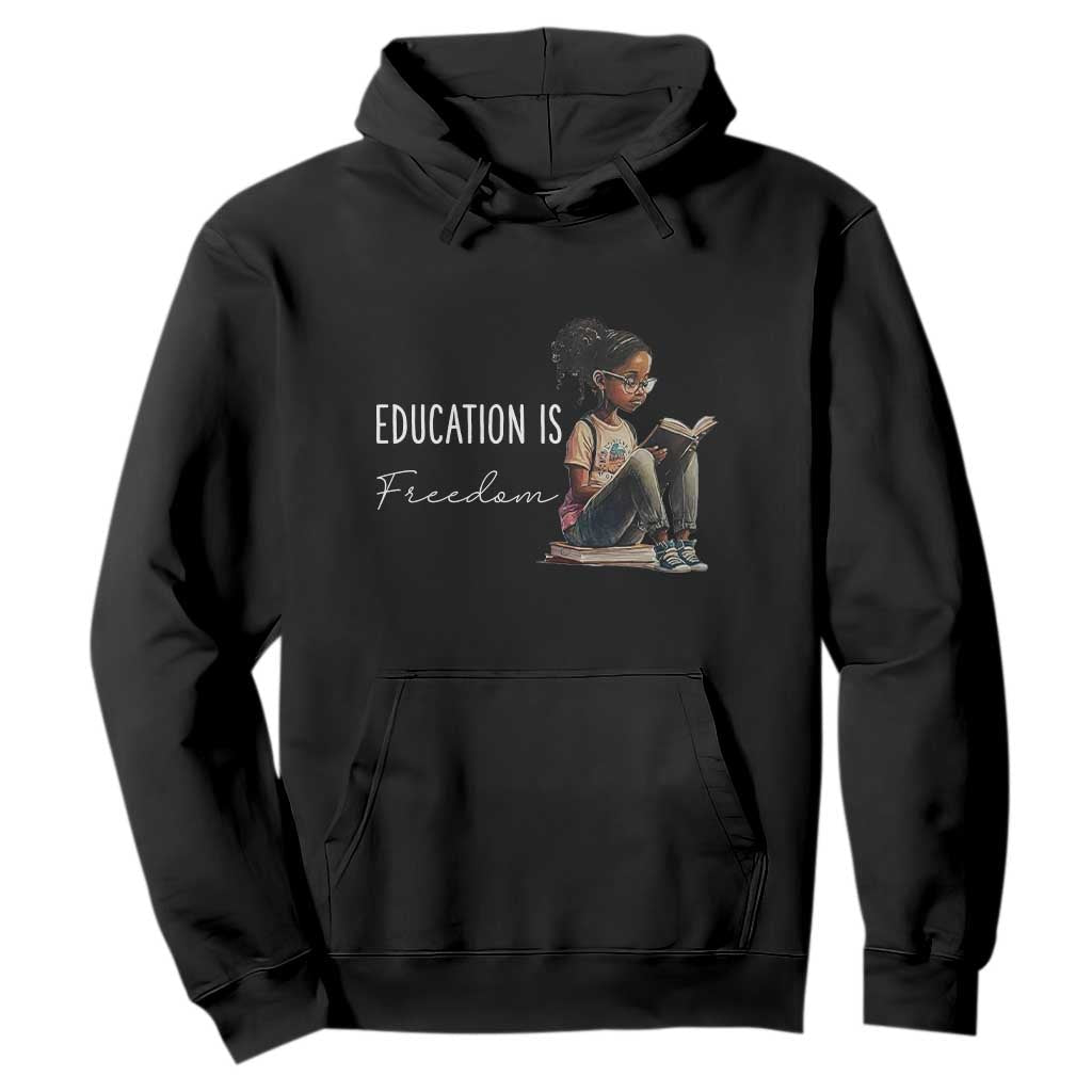 Education Freedom Hoodie Black Teacher Books - African Pride